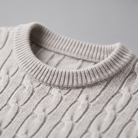 Herren Zopfstrick-Pullover mit Rundhals