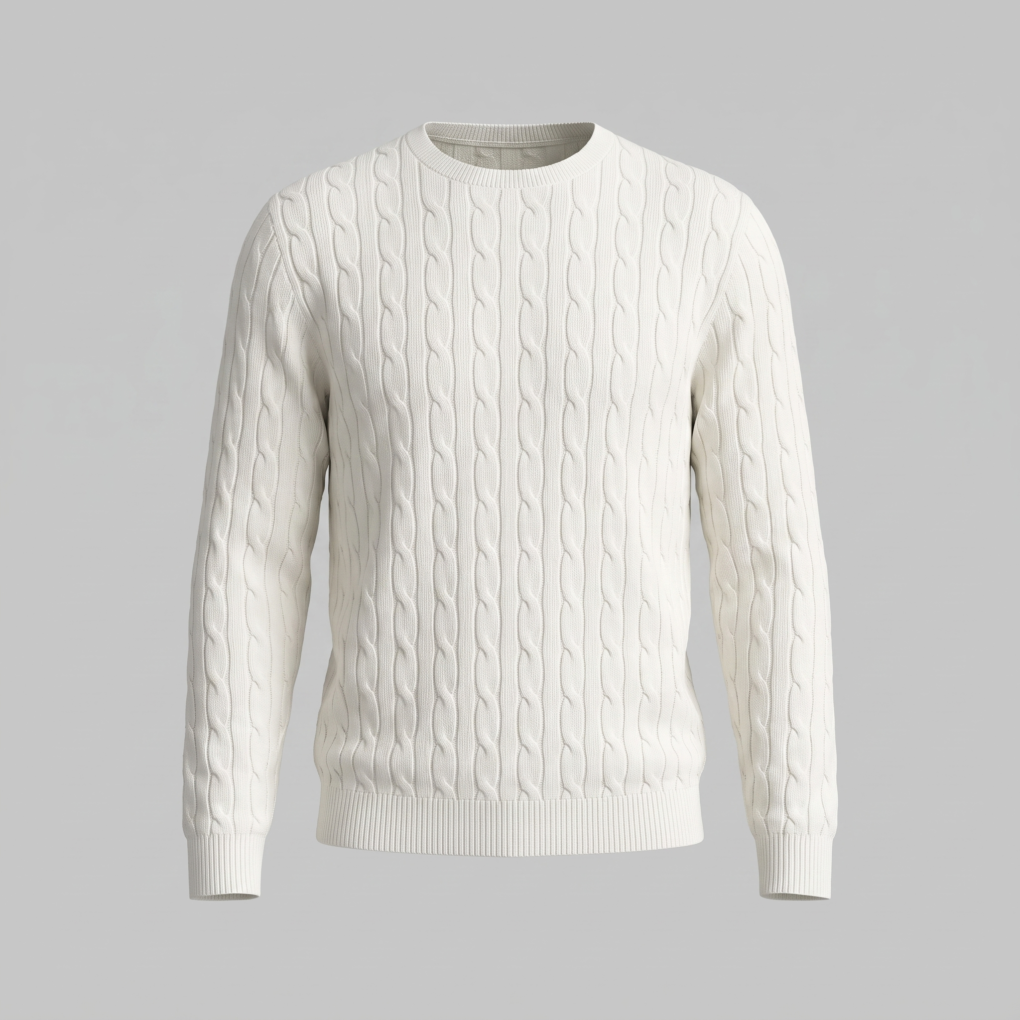 Herren Zopfstrick-Pullover mit Rundhals