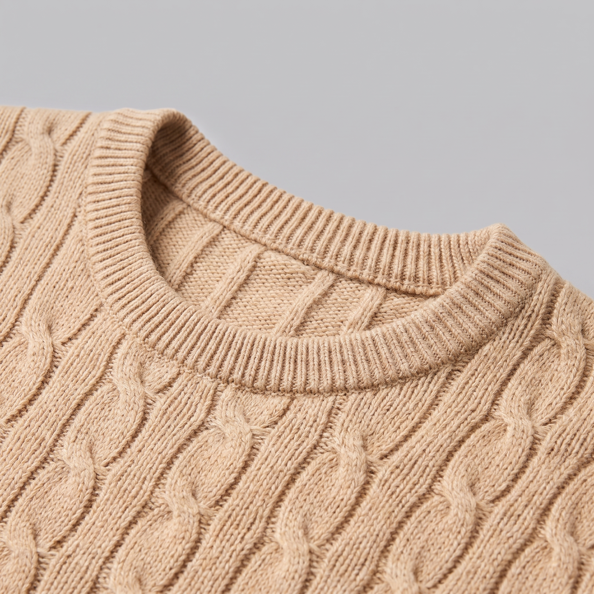 Herren Zopfstrick-Pullover mit Rundhals