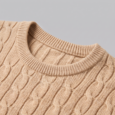 Herren Zopfstrick-Pullover mit Rundhals