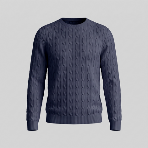 Herren Zopfstrick-Pullover mit Rundhals