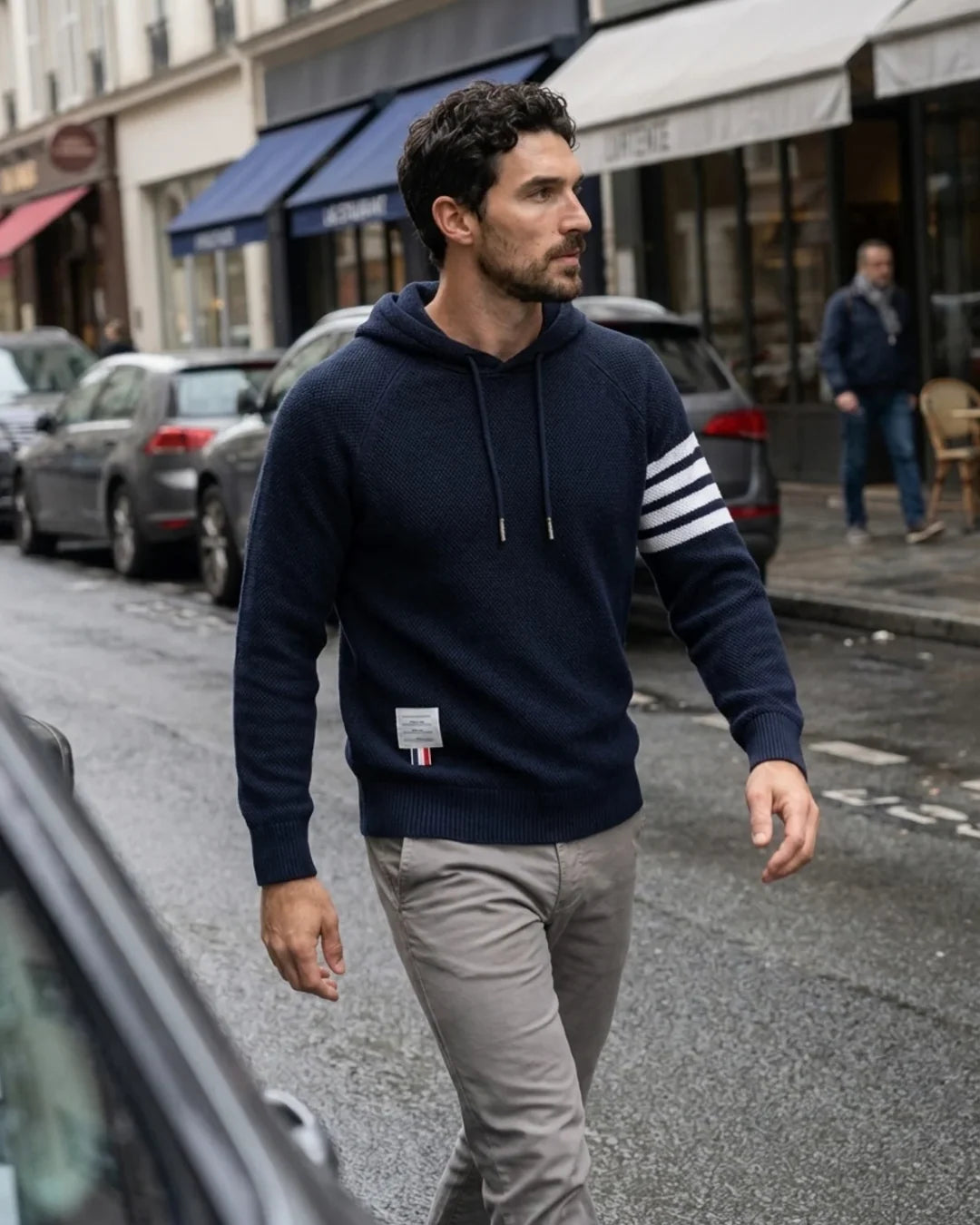 Herren Hoodie mit Kontraststreifen – Lässiger Kapuzenpullover