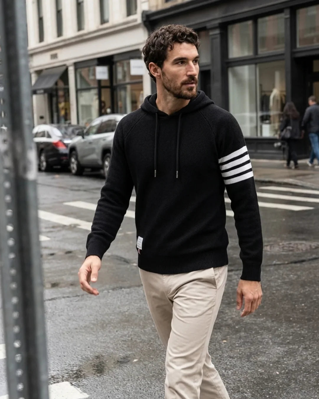 Herren Hoodie mit Kontraststreifen – Lässiger Kapuzenpullover