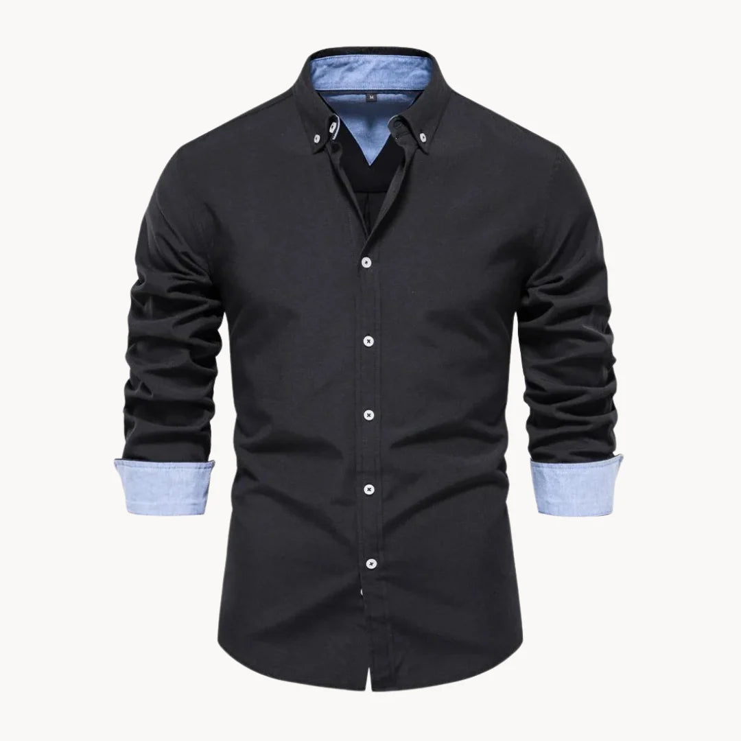 Herren Oxford Hemd mit Langarm und Knopfleiste