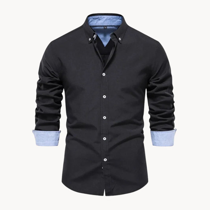 Herren Oxford Hemd mit Langarm und Knopfleiste