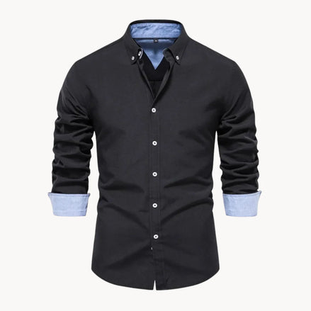 Herren Oxford Hemd mit Langarm und Knopfleiste