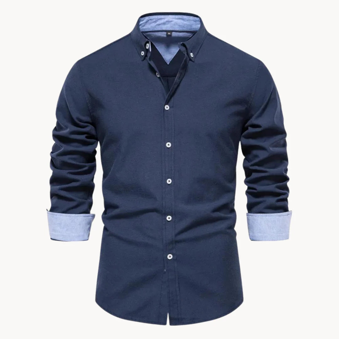 Herren Oxford Hemd mit Langarm und Knopfleiste
