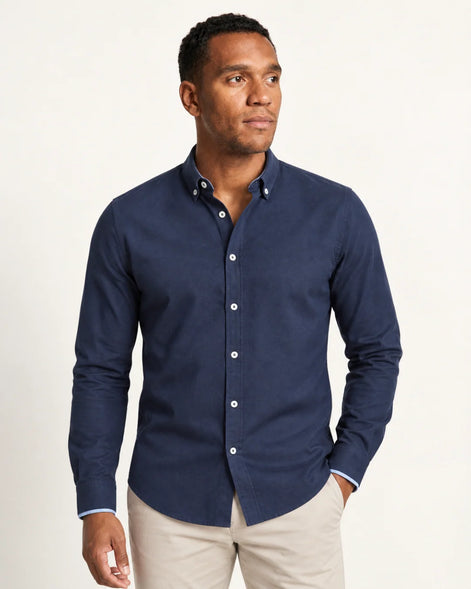 Herren Oxford Hemd mit Langarm und Knopfleiste