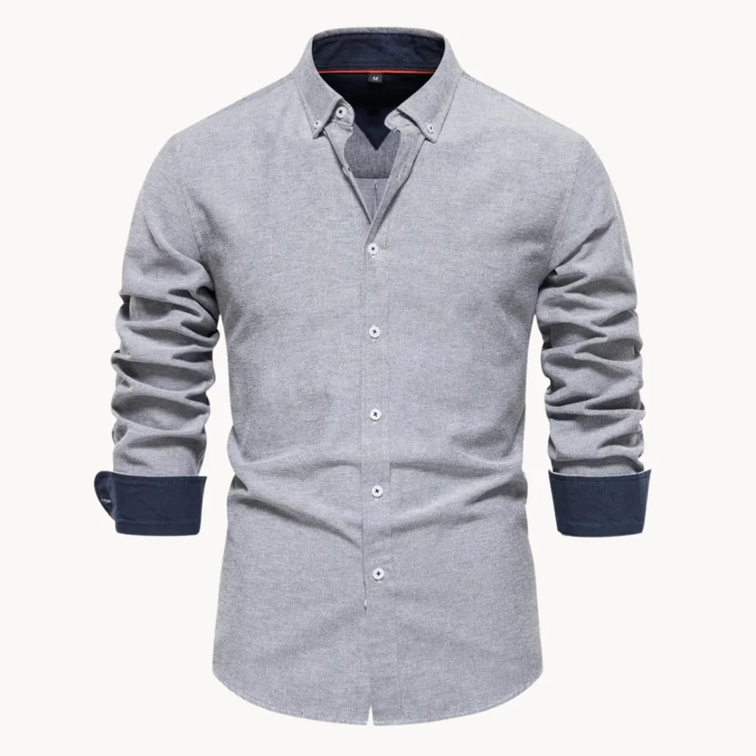 Herren Oxford Hemd mit Langarm und Knopfleiste