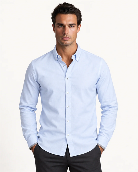 Herren Oxford Hemd mit Langarm und Knopfleiste