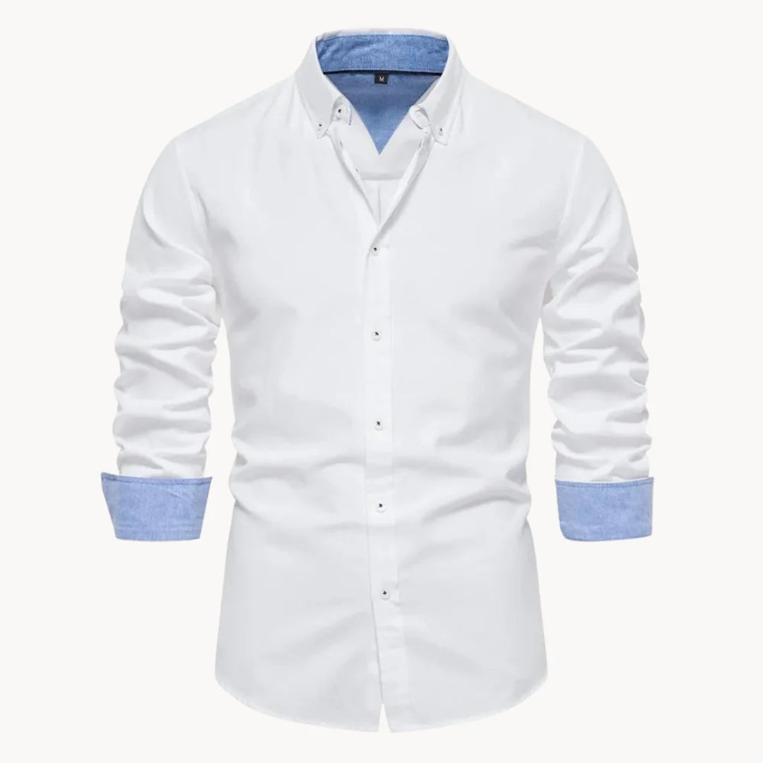 Herren Oxford Hemd mit Langarm und Knopfleiste