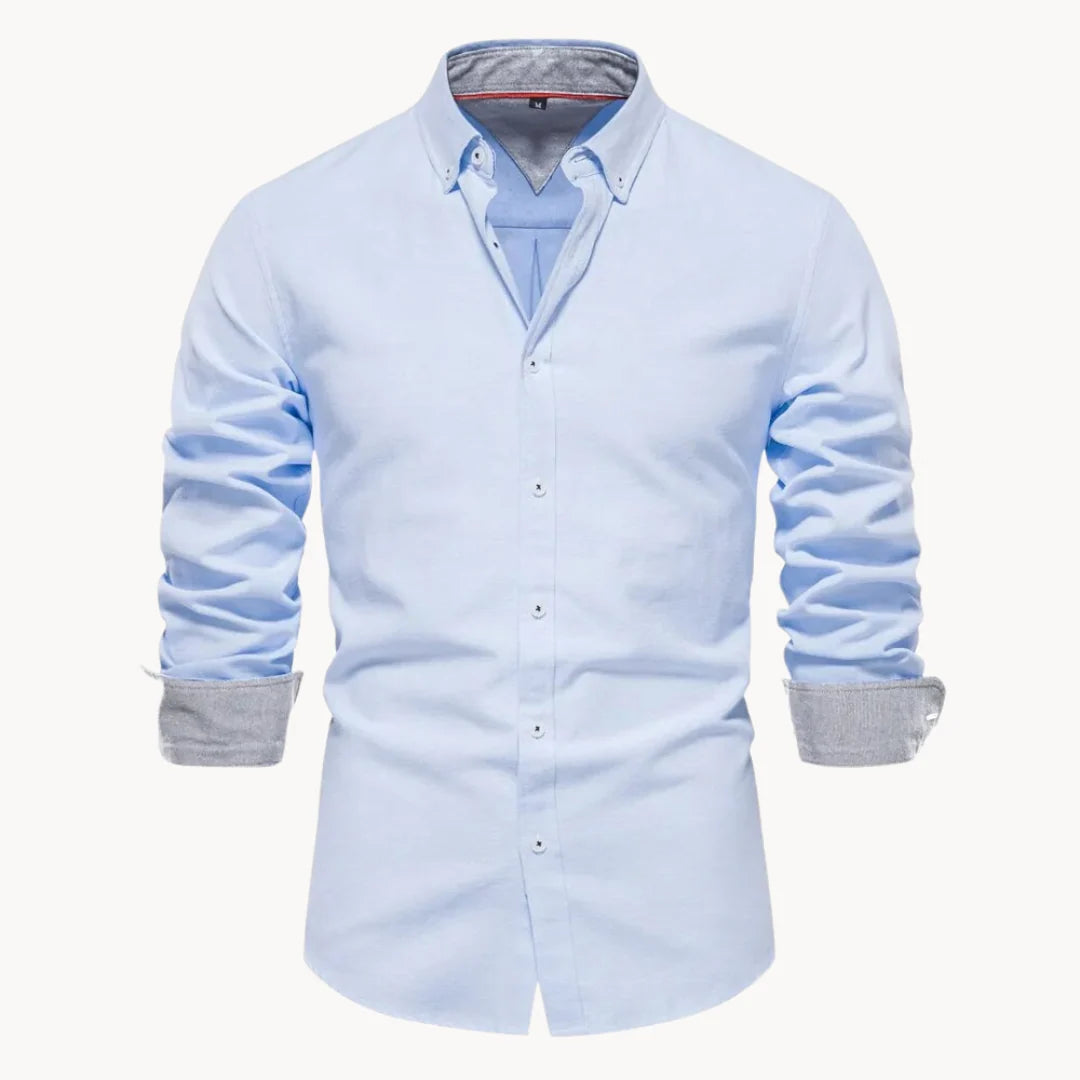 Herren Oxford Hemd mit Langarm und Knopfleiste