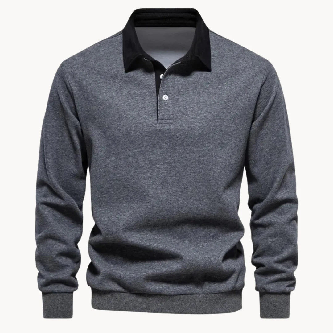 Herren Polo-Sweatshirt mit Retro-Kragen für Freizeitaktivitäten