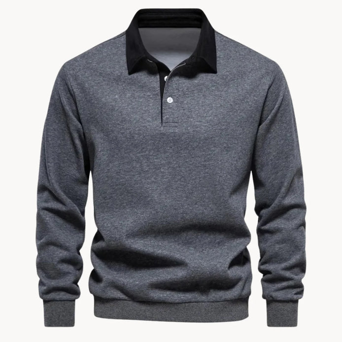 Herren Polo-Sweatshirt mit Retro-Kragen für Freizeitaktivitäten
