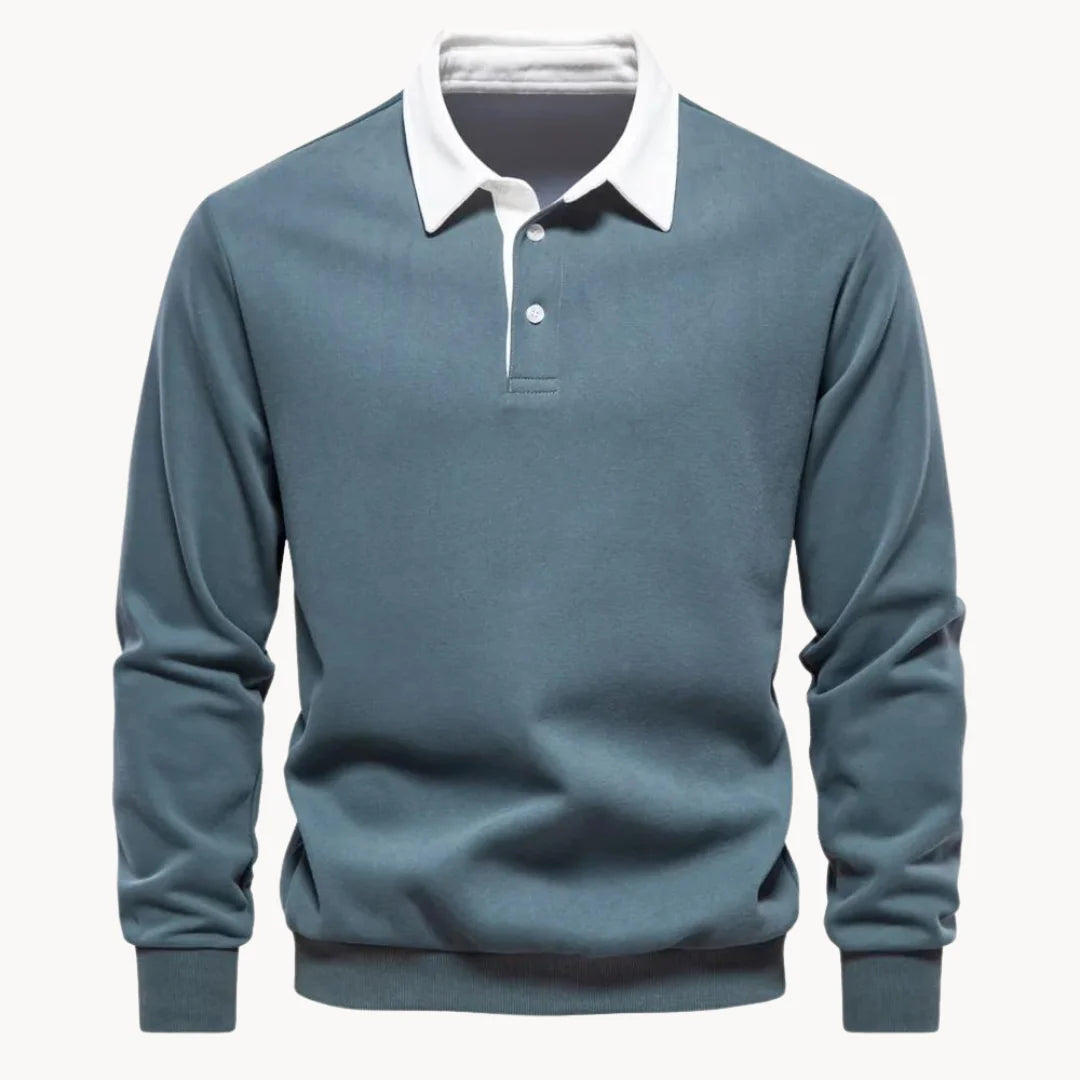 Herren Polo-Sweatshirt mit Retro-Kragen für Freizeitaktivitäten