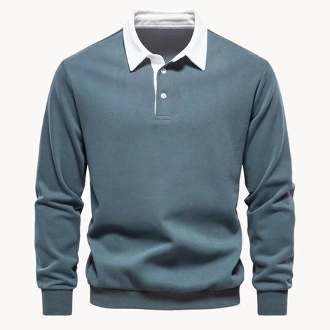 Herren Polo-Sweatshirt mit Retro-Kragen für Freizeitaktivitäten