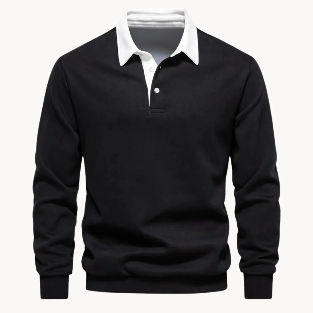 Herren Polo-Sweatshirt mit Retro-Kragen für Freizeitaktivitäten