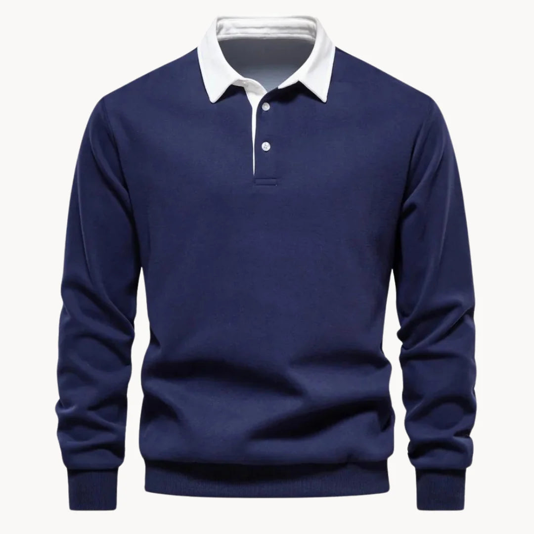 Herren Polo-Sweatshirt mit Retro-Kragen für Freizeitaktivitäten