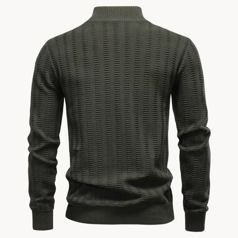 Herren Pullover mit Viertelreißverschluss und Rippstruktur