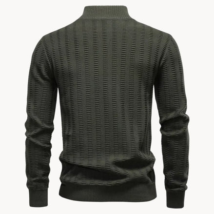 Herren Pullover mit Viertelreißverschluss und Rippstruktur