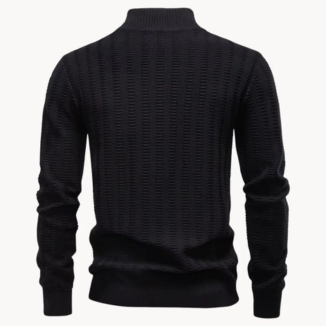Herren Pullover mit Viertelreißverschluss und Rippstruktur