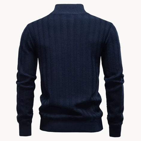 Herren Pullover mit Viertelreißverschluss und Rippstruktur