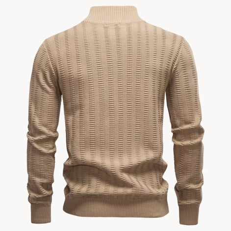Herren Pullover mit Viertelreißverschluss und Rippstruktur