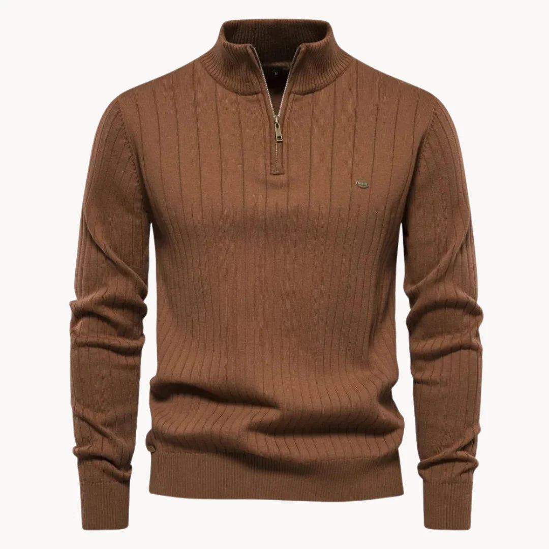 Herren Quarter-Zip Pullover mit Streifenmuster