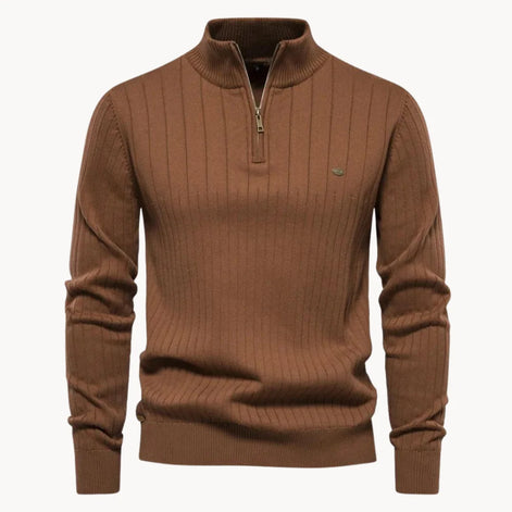 Herren Quarter-Zip Pullover mit Streifenmuster