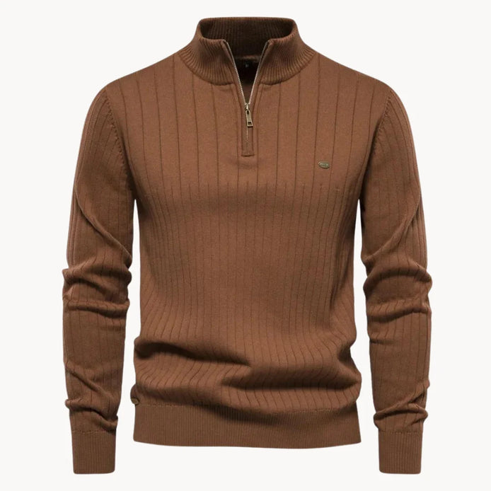 Herren Quarter-Zip Pullover mit Streifenmuster