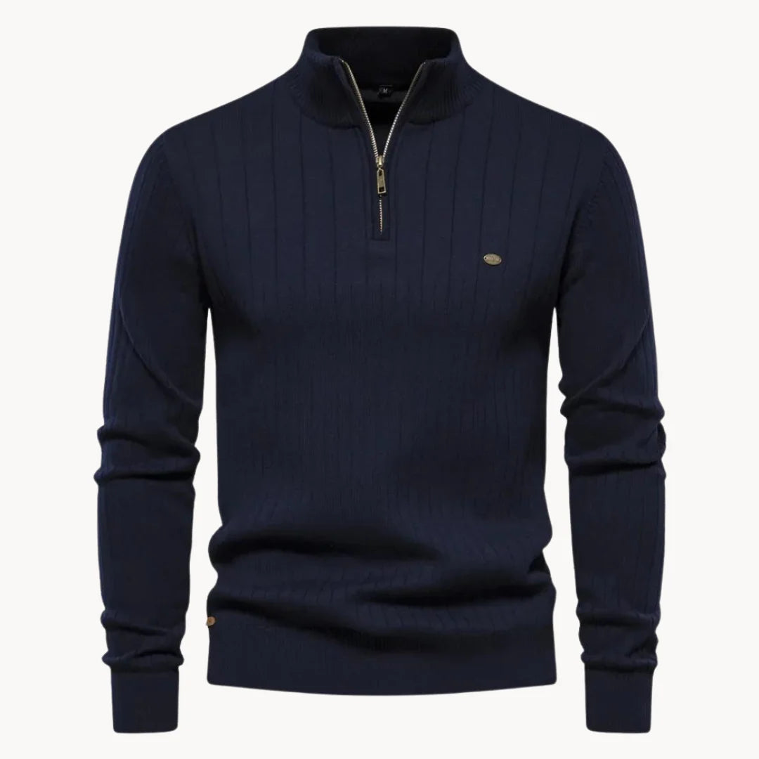 Herren Quarter-Zip Pullover mit Streifenmuster