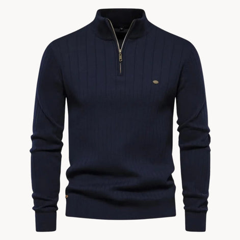 Herren Quarter-Zip Pullover mit Streifenmuster