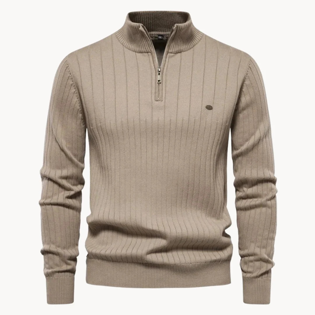 Herren Quarter-Zip Pullover mit Streifenmuster