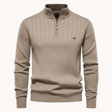 Herren Quarter-Zip Pullover mit Streifenmuster