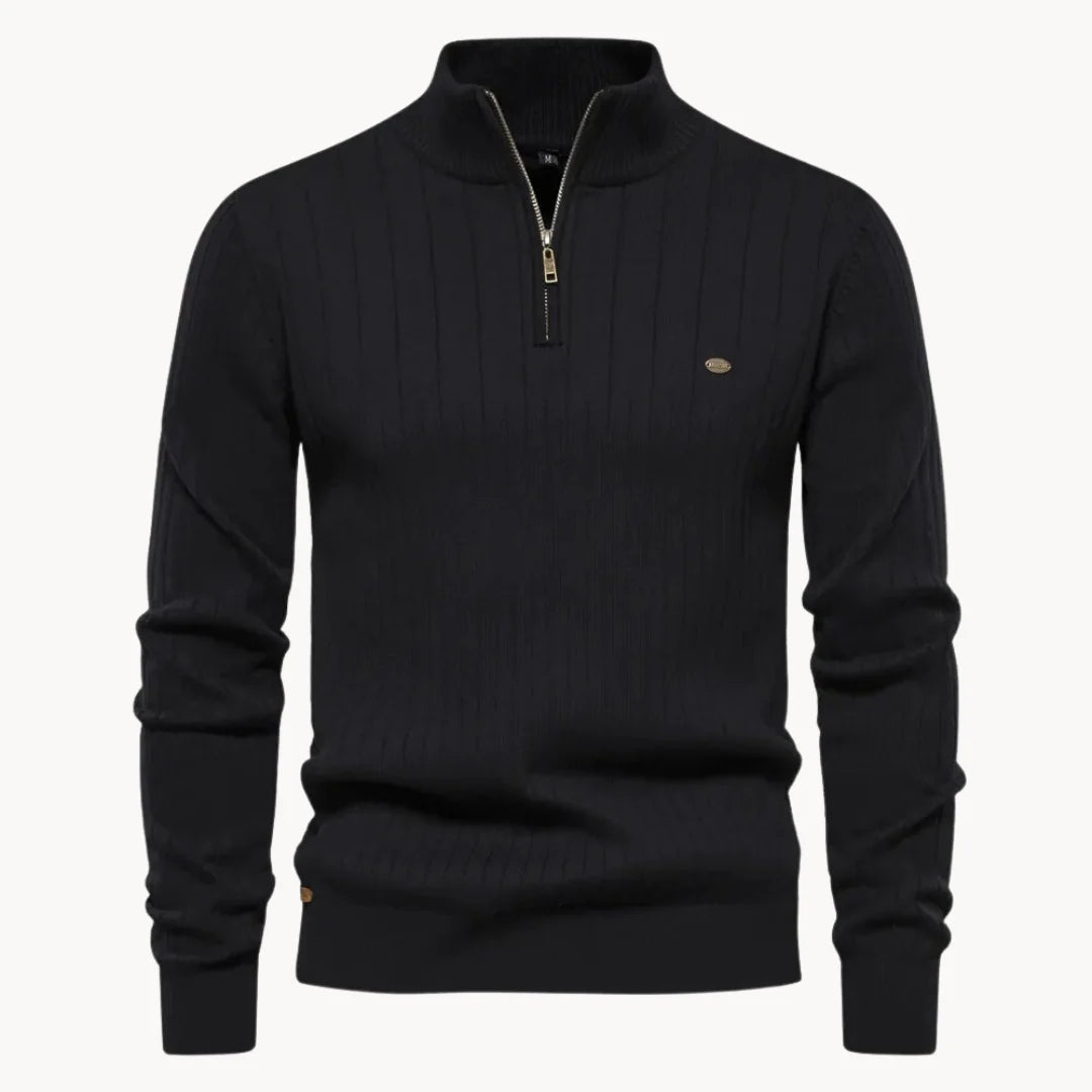 Herren Quarter-Zip Pullover mit Streifenmuster