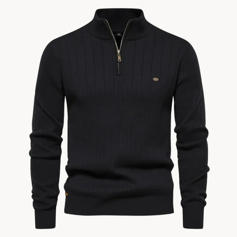 Herren Quarter-Zip Pullover mit Streifenmuster