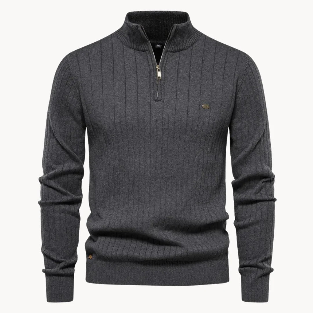 Herren Quarter-Zip Pullover mit Streifenmuster