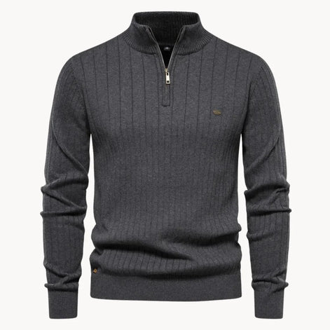 Herren Quarter-Zip Pullover mit Streifenmuster