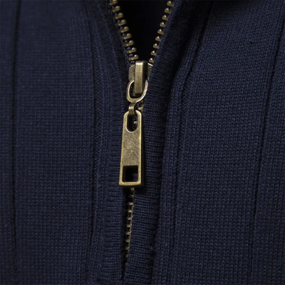 Herren Quarter-Zip Pullover mit Streifenmuster