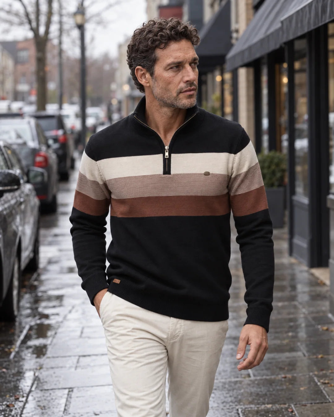 Herren Quarter-Zip Pullover mit schmaler Passform