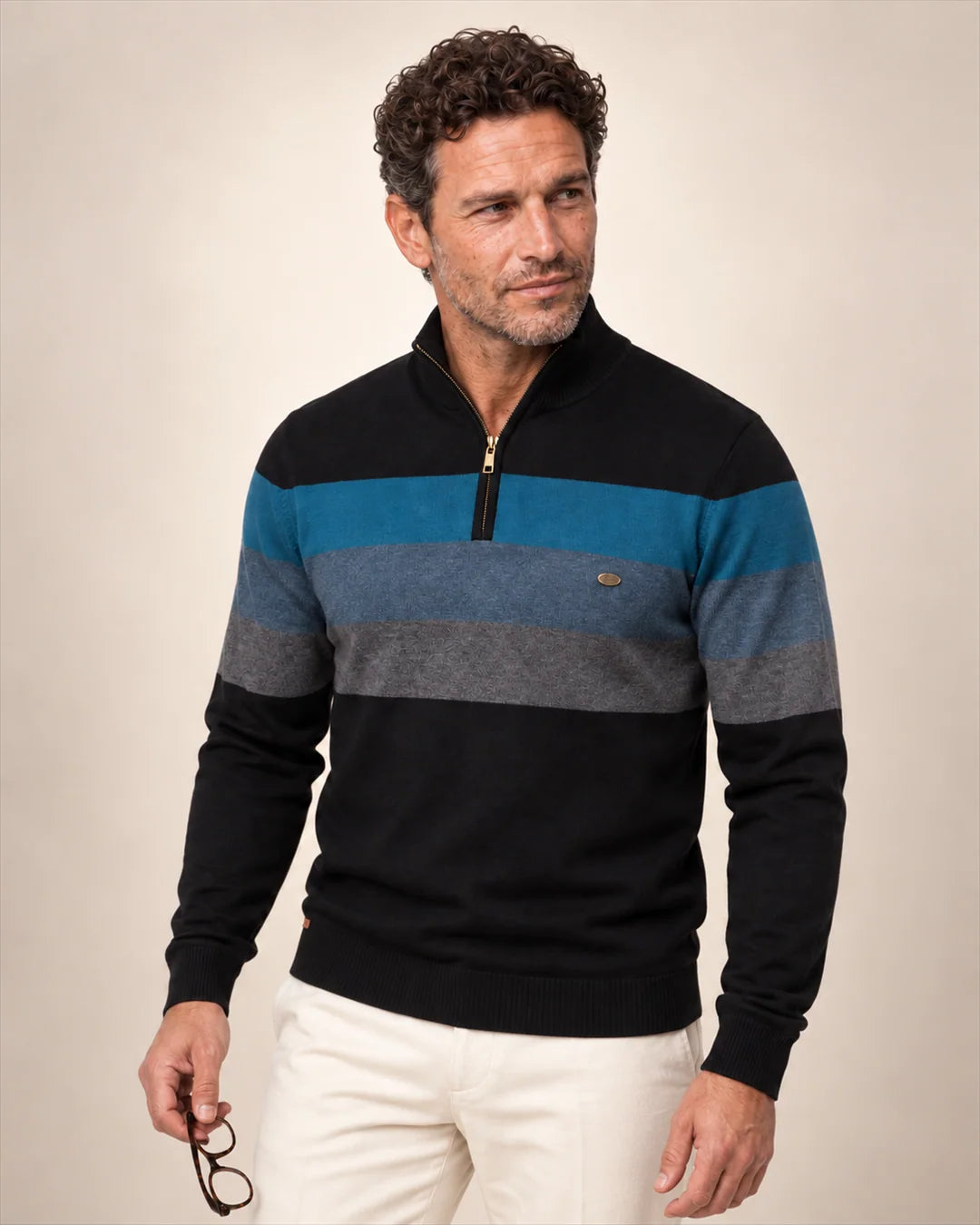 Herren Quarter-Zip Pullover mit schmaler Passform
