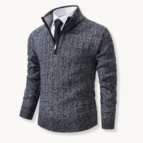 Herren Rippstrickpullover mit Viertelreißverschluss
