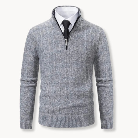 Herren Rippstrickpullover mit Viertelreißverschluss