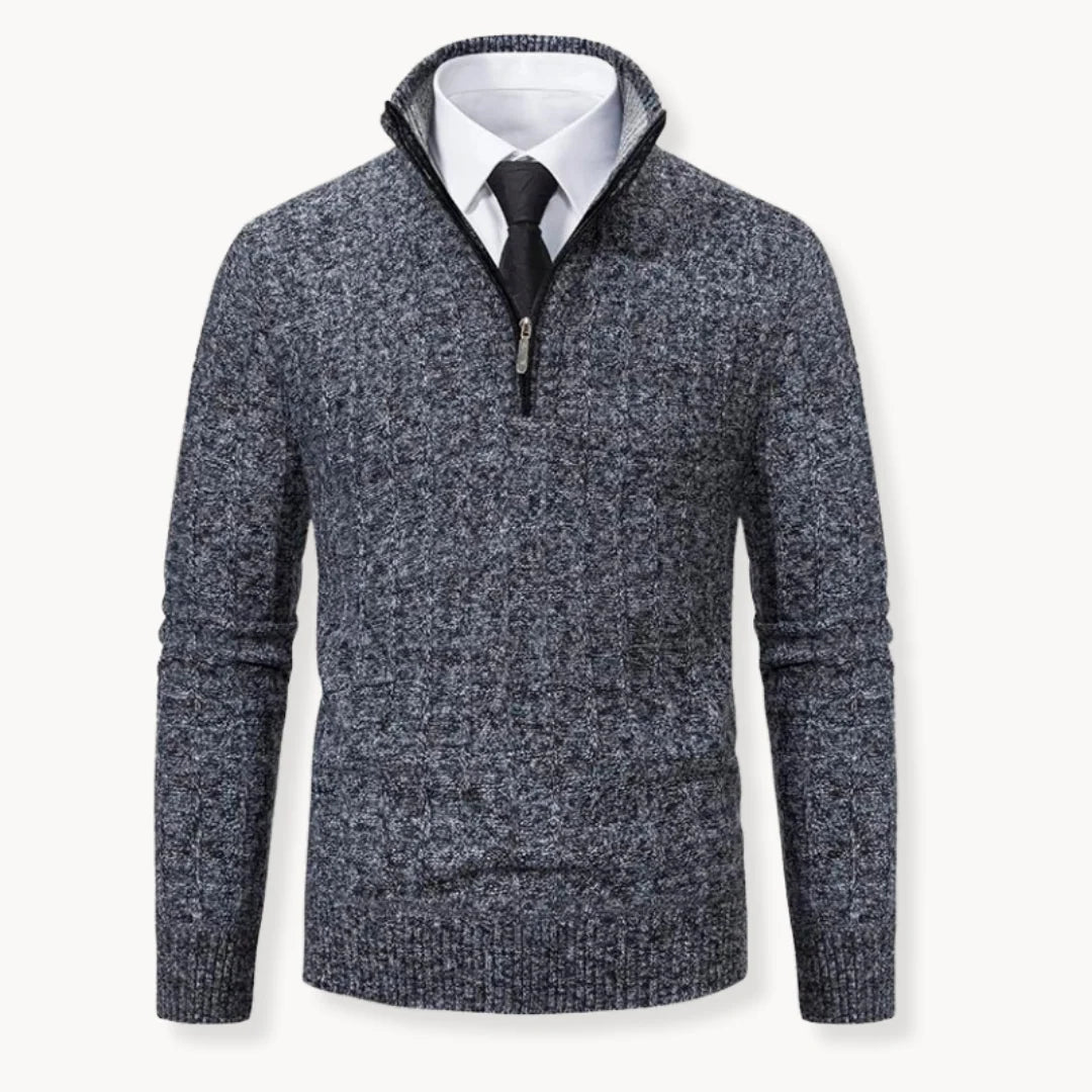 Herren Rippstrickpullover mit Viertelreißverschluss