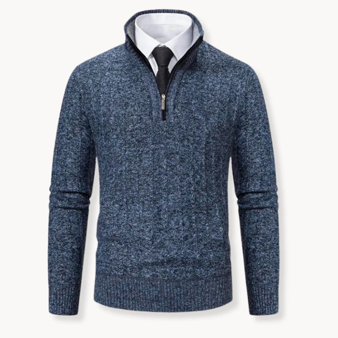 Herren Rippstrickpullover mit Viertelreißverschluss