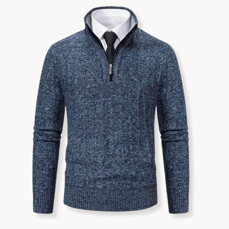Herren Rippstrickpullover mit Viertelreißverschluss