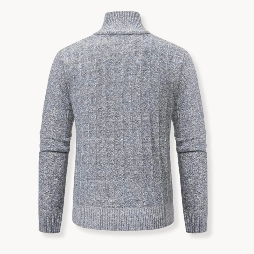Herren Rippstrickpullover mit Viertelreißverschluss