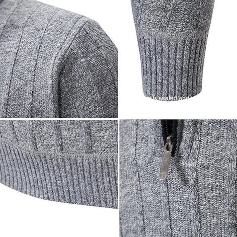 Herren Rippstrickpullover mit Viertelreißverschluss