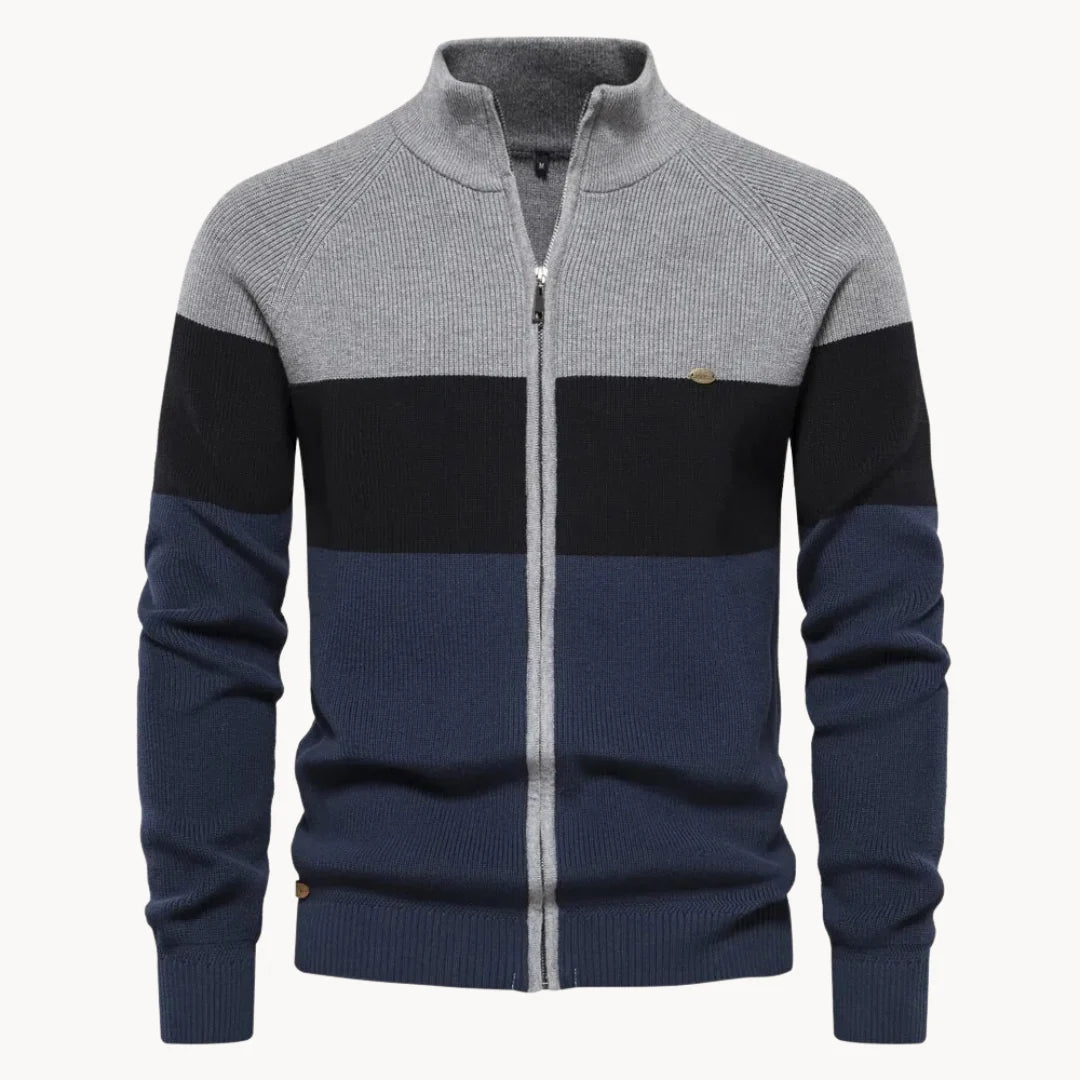 Herren Strickjacke mit Reißverschluss und Stehkragen