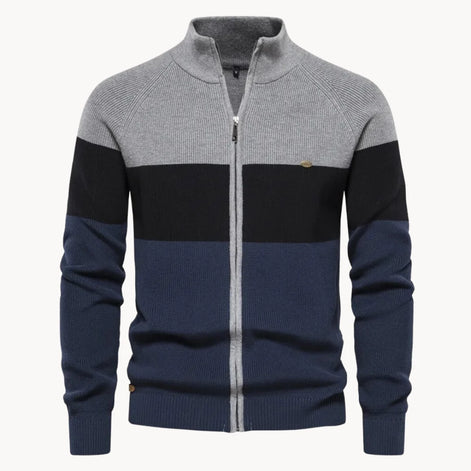 Herren Strickjacke mit Reißverschluss und Stehkragen